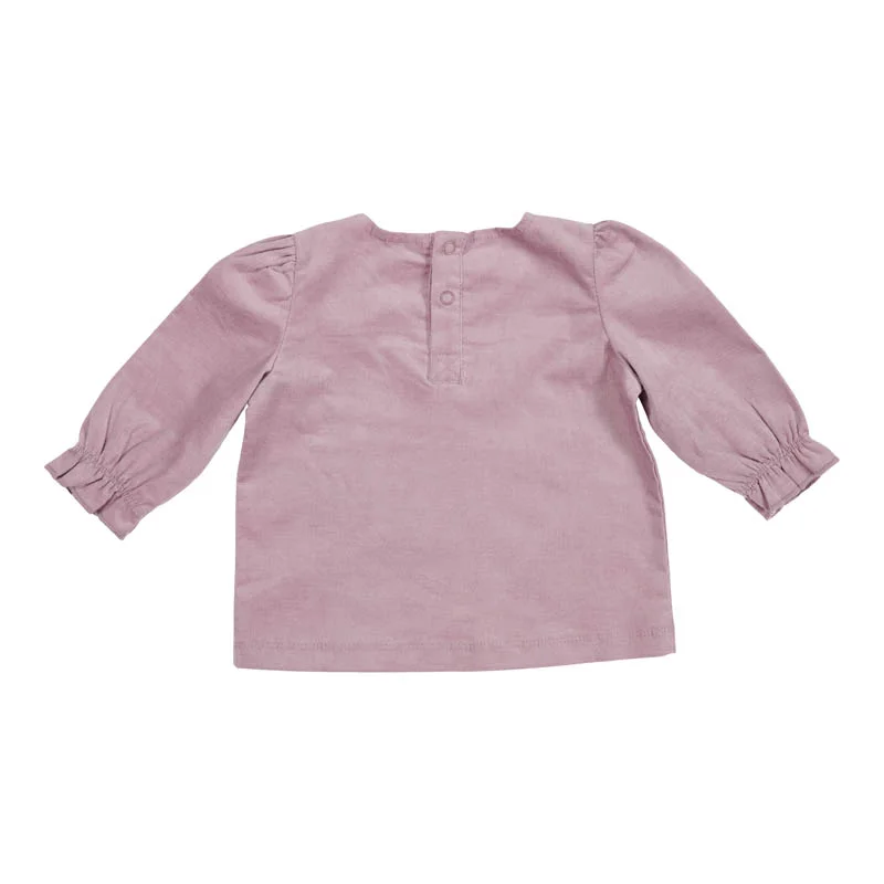 T-Shirt Manga Comprida | Vintage Little Flowers Mauve | Tecido Canelado - Image 3