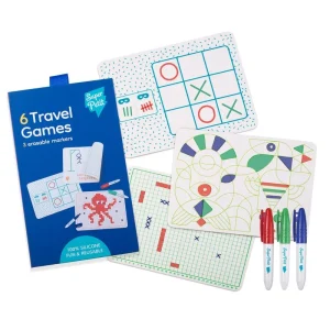 6 Jogos de Viagem – 3 mini individuais reversiveis em Silicone  + 3 marcadores Apagáveis incluidos