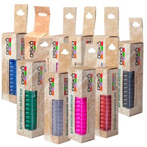 KIT Discos 24mm + Elásticos Caderno Diskô Colorido