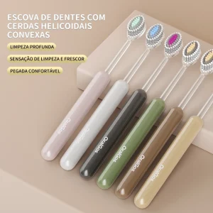 OralGos Escova Dental Azeitona,Cerdas Espirais Elásticas, Limpeza por Anéis Concêntricos,3 Unidades- DB-774