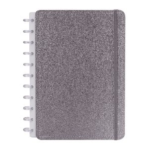 CADERNO DE DISCO DISKÔ GLITTER PRATA